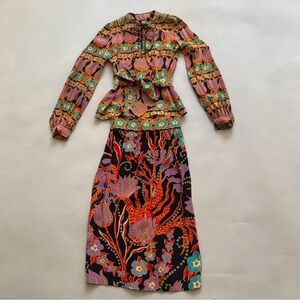 Vintage circa 1970 Skirt and blouse Set